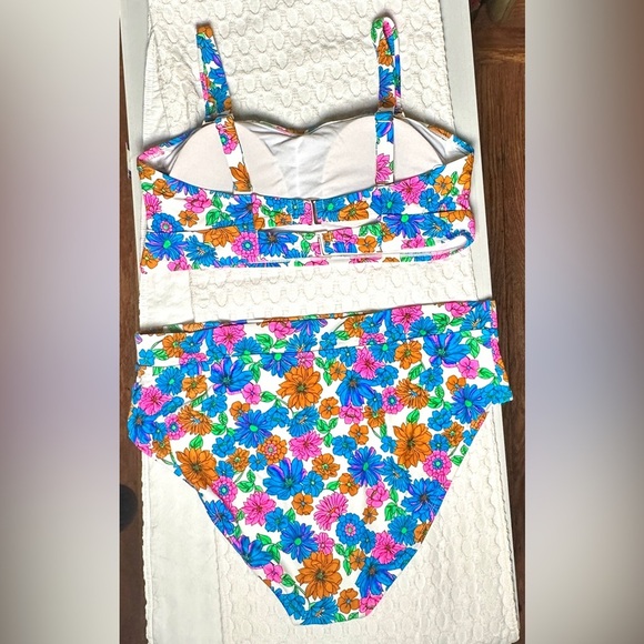 California Waves 2 Piece Padded Tankini Swimsuit Multi-way Straps High Rise NWT - Picture 4 of 15